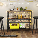 41 Inch 4-Tier Bar Table with Wine Rack and 4 Rows of Glass Holders-Rustic Brown