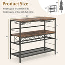 41 Inch 4-Tier Bar Table with Wine Rack and 4 Rows of Glass Holders-Rustic Brown by LJGDeals