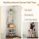 4-Tier Coat Rack Corner Hall Tree with Shoe Storage Bench by DirectDeals