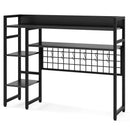 4-Tier Desk Shelf Desktop Display Rack with Metal Grid Panel and 6 Hooks