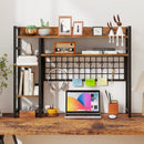 4-Tier Desk Shelf Desktop Display Rack with Metal Grid Panel and 6 Hooks by LJGDeals