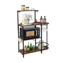 4-Tier Kitchen Bakers Rack with 6 S-Hooks and Stemware Racks-Rustic Brown by LJGDeals