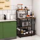4-Tier Kitchen Bakers Rack with 6 S-Hooks and Stemware Racks-Rustic Brown by LJGDeals