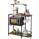 4-Tier Kitchen Bakers Rack with 6 S-Hooks and Stemware Racks-Rustic Brown by LJGDeals