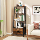 4-Tier Ladder Shelf with 2 Drawers 52.5 Inch Tall Freestanding Bookcase-Rustic Brown