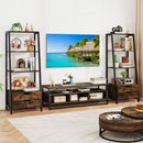 4-Tier Ladder Shelf with 2 Drawers 52.5 Inch Tall Freestanding Bookcase-Rustic Brown