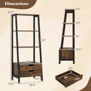 4-Tier Ladder Shelf with 2 Drawers 52.5 Inch Tall Freestanding Bookcase by LJGDeals