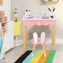 Kids Vanity Set Rabbit Makeup Dressing Table Chair Set with Mirror and Drawer by LJGDeals