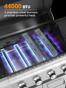 3 & 4-Burner Propane Gas Grills with Side Burners, for Outdoor Cooking, BBQ, Patio, Camping