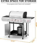 3 & 4-Burner Propane Gas Grills with Side Burners, for Outdoor Cooking, BBQ, Patio, Camping