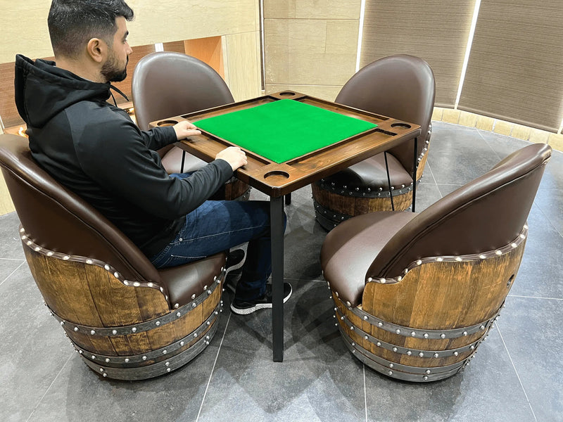 4-Chair Barrel Table - Domino Game & Dining Set