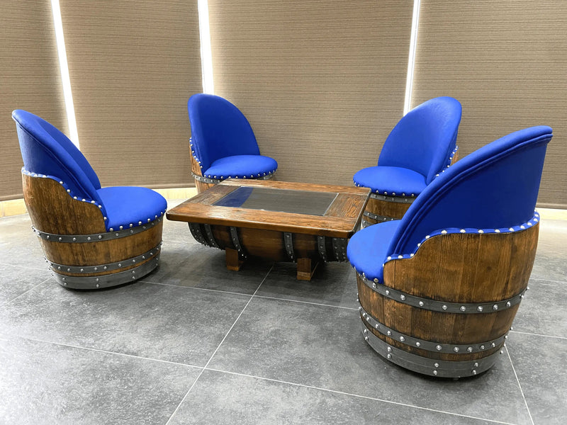 4-Chair Barrel Coffee Table Set