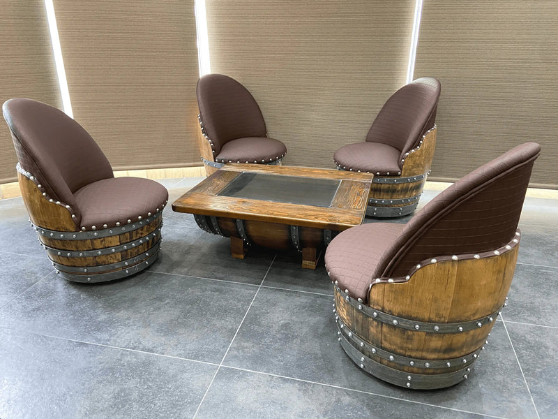 4-Chair Barrel Coffee Table Set