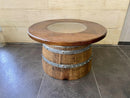 Whiskey & Wine Barrel Coffee Table Set — Full Round Table, 4 Chairs