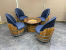Whiskey & Wine Barrel Coffee Table Set — Full Round Table, 4 Chairs