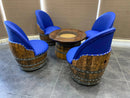 Whiskey & Wine Barrel Coffee Table Set — Full Round Table, 4 Chairs
