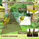 4-in-1 Swing Set with Covered Playhouse Fort and Height Adjustable Baby Seat-Green by LJGDeals
