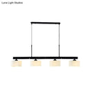 GobekUsa 4-Light Traditional Drum Island Pendant in Black for Dining Room with White Glass Shades