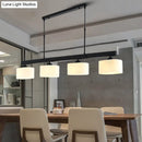 GobekUsa 4-Light Traditional Drum Island Pendant in Black for Dining Room with White Glass Shades