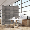 4-Panel Folding Privacy Screen with Hand-woven Pattern for Home Office Living Room-Gray by LJGDeals
