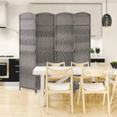 4-Panel Folding Privacy Screen with Hand-woven Pattern for Home Office Living Room-Gray by LJGDeals