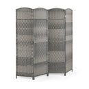 4-Panel Folding Privacy Screen with Hand-woven Pattern for Home Office Living Room-Gray by LJGDeals