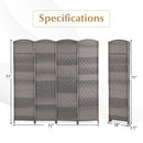 4-Panel Folding Privacy Screen with Hand-woven Pattern for Home Office Living Room-Gray by LJGDeals