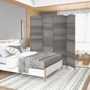 4-Panel Folding Privacy Screen with Hand-woven Pattern for Home Office Living Room-Gray by LJGDeals