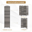 4-Panel Folding Privacy Screen with Hand-woven Pattern for Home Office Living Room-Gray by LJGDeals