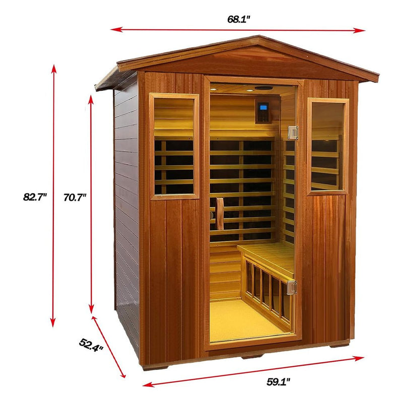 Premium 4-Person Luxury Low EMF Outdoor FAR Infrared Home Sauna With Bluetooth Audio, 2050W (SAK15372)