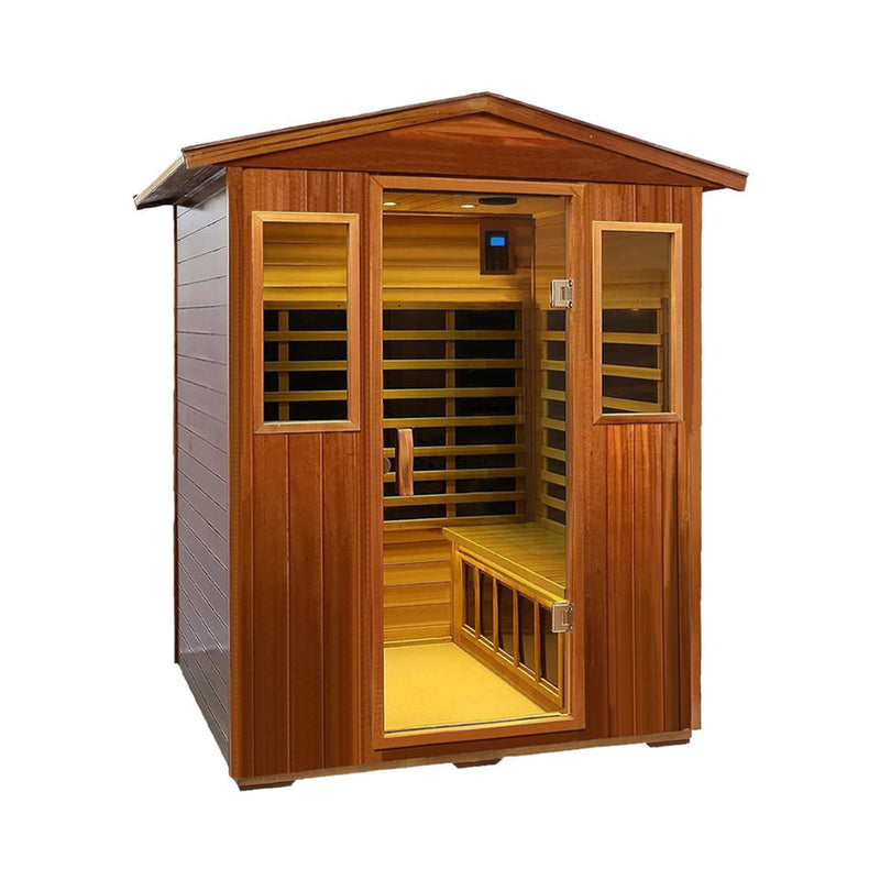 Premium 4-Person Luxury Low EMF Outdoor FAR Infrared Home Sauna With Bluetooth Audio, 2050W (SAK15372)