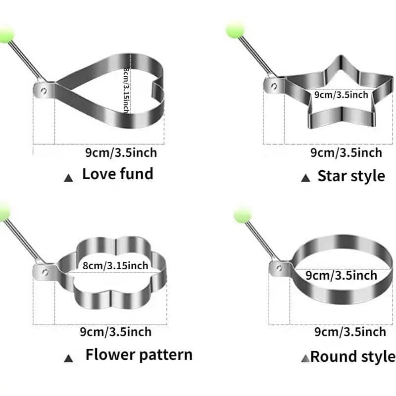 4-Piece Set: Stainless Steel Creative Egg Ring Molds, photo 2 of 6