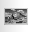 Lonesome Canyon Arizona Framed Canvas Print, Cowboy Print, Black and White Photography Wall Art, Country Farmhouse Decor, Metal Print