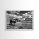 Arizona Cowboy Black and White Photography Print, Framed Canvas Print or Metal Art, Western Decor, Country Art, Living Room Art