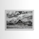 Old Barn Wall Art, Framed Canvas Print or Metal Art, Rustic Homestead Framed Canvas Art, Vintage Old Barn Black and White Wall Art
