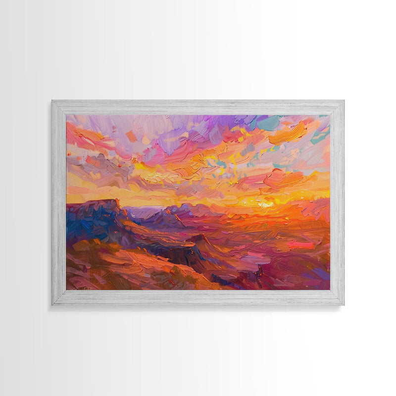 Arizona Desert Sunset Art Print - Framed Canvas Metal or Oil Painting - Southwestern Decor