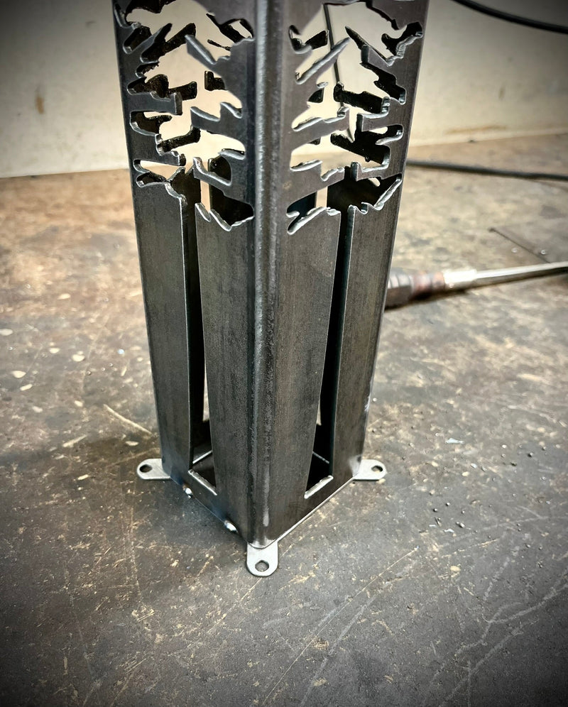 4-Sided Night Sky Pine Tree Solar Luminary Tube Light - Steel