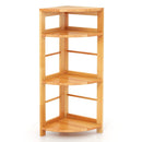 4-Tier Corner Shelf with Rubber Wood Frame and Anti-Toppling Kit by LJGDeals