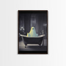 Funny Ghost In a Bathtub Halloween Decor, Halloween Art Canvas Print, Spooky Ghost Wall Art, Fall Decoration, Halloween wall decor