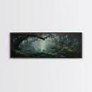 In The Forest - Ready To Hang Panoramic Foggy Pine Forest Canvas Wall Art, Nature Wall Art, Misty Green Forest Print, Modern Home Decor