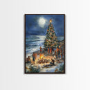Christmas At The Beach, Framed Canvas Print, Christmas Decor, Christmas Art, Christmas Art Prints, Tropical Christmas, Beach House Art
