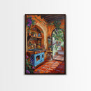 Rustic Spanish Style Kitchen Framed Canvas Print Colorful Tile Art Best Gift Idea Above Sofa Bright Home Decor Seasonal Wall Art