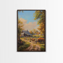 Autumn Farmhouse Harvest Scene With Pumpkins Framed Canvas Print Fall Wall Art Seasonal Home Decor Thanksgiving Wall Art Rustic Gift Idea