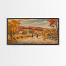 Framed Canvas Print Autumn Cowboy Riders in Fall Colors, Perfect Autumn Decor, Rustic Western Wall Art, and Seasonal Fall Wall Print