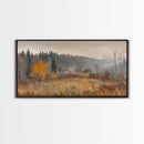 Early American Style Landscape Painting, Framed Canvas Print, Christmas Holiday Wall Art for Seasonal Winter Decor