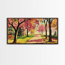 Colorful Autumn Path Canvas Print, Fall Park Scene Wall Art, Modern Farmhouse Autumn Decor, Holiday Art, Best Seasonal Gift Idea
