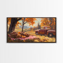 Fall Picnic Afternoon Framed Canvas Print, Rustic Farmhouse Decor, Autumn Country Landscape Art, Modern Farmhouse Wall Art, Seasonal Gift