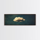 The Lonely Cloud - Framed Canvas Print - Vintage Moody Cloud Wall Art - Single Cloud In A Blue Sky - Vintage Above Bed Boho Art