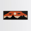 Flying Saucers over The Mountains - Retro Art Deco Inspired Scifi Art - Panoramic Print - Cute Nursery Decor
