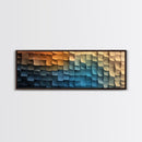 Abstract Art - Coastal Cubism - Framed Canvas Print - Panoramic Geometric Art - Unique Home Decor
